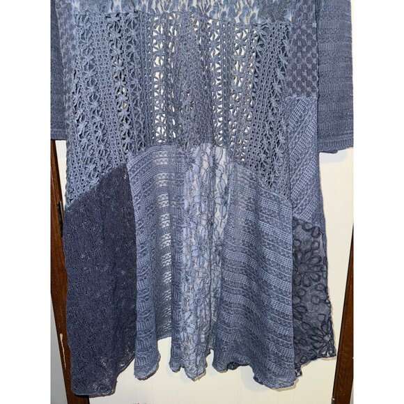 This & That Long Blue Open Front Cardigan Size Large - Picture 10 of 13